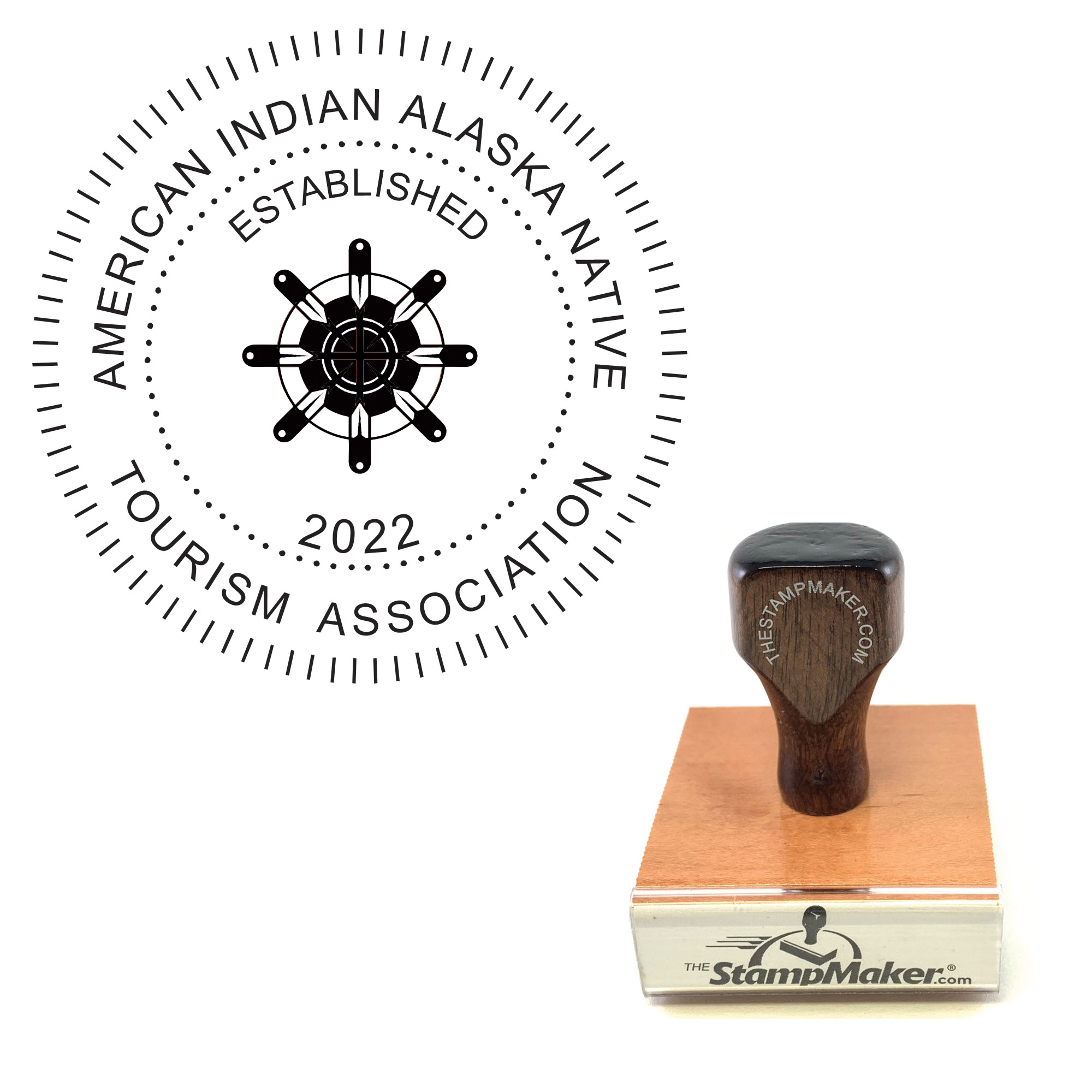 Wood Seal Stamp with Artwork and Text