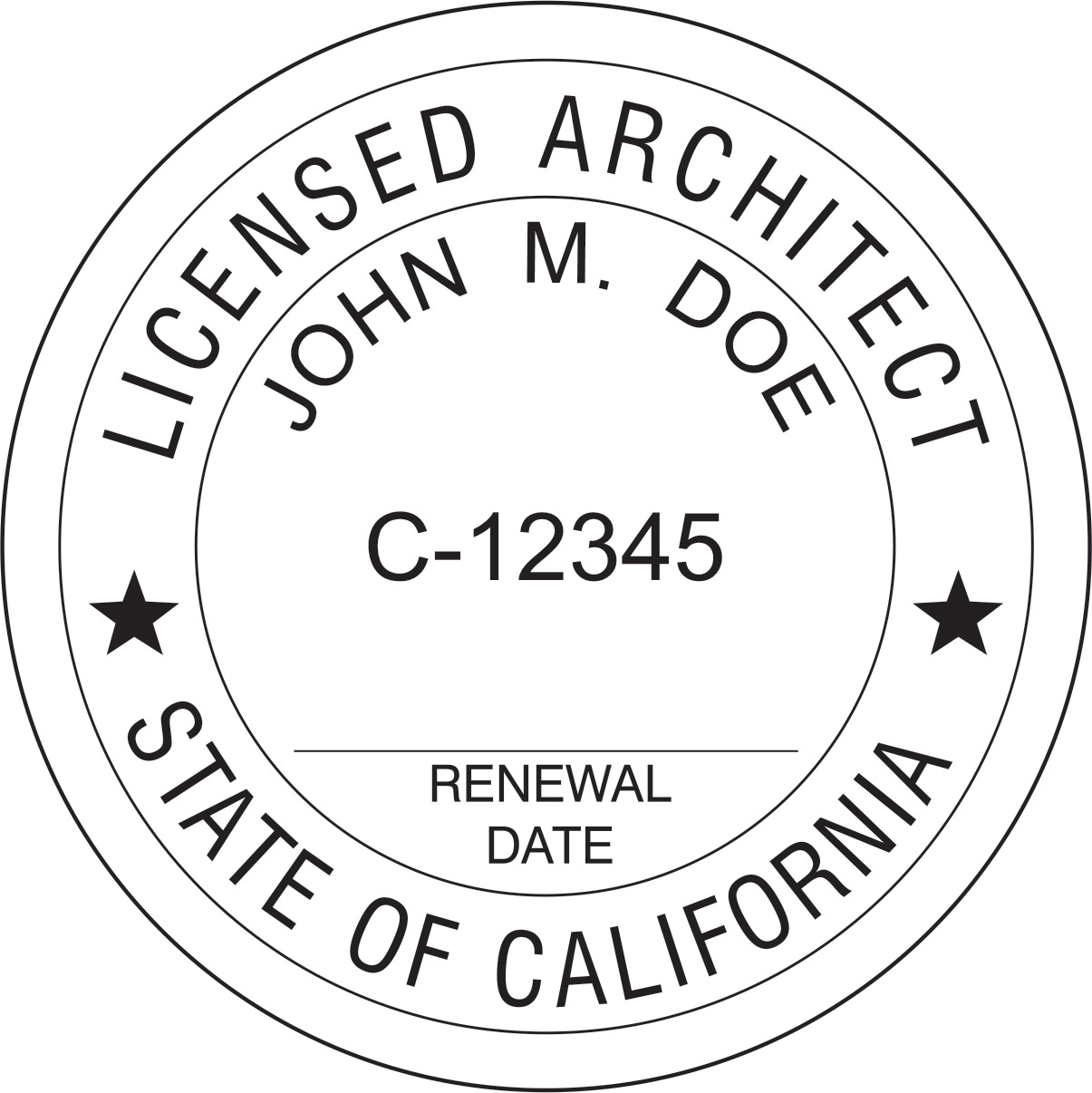 Architect Seal - Pre Inked Stamp - California