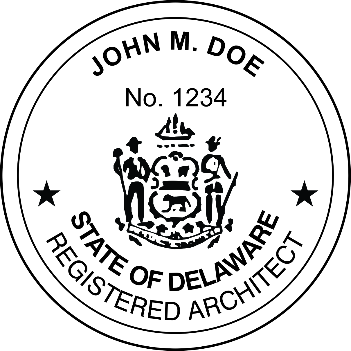 architect seal - wood stamp - delaware