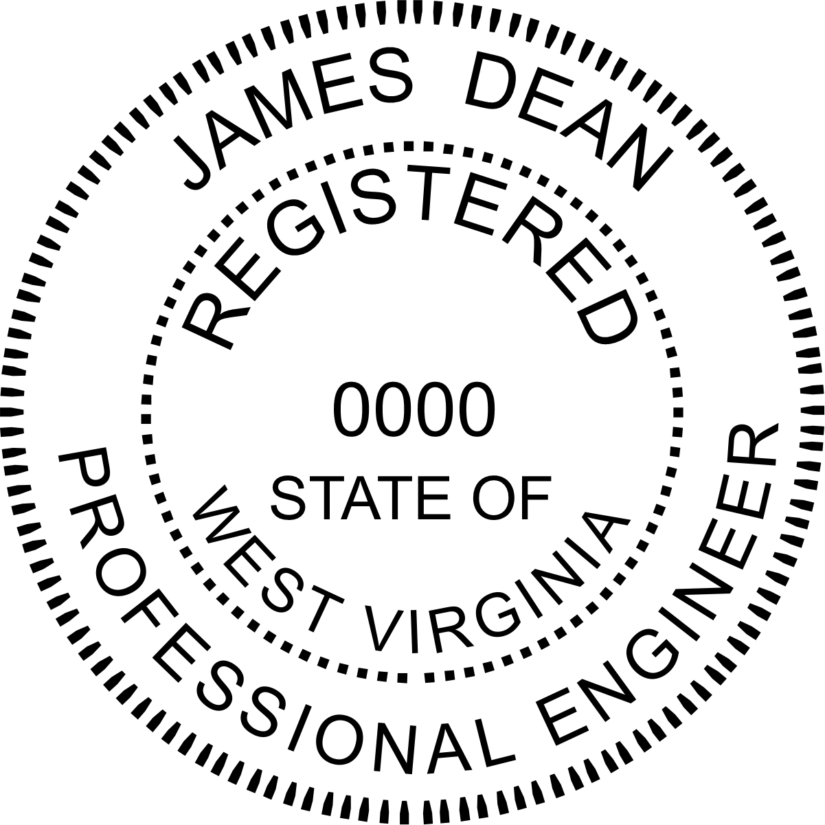 Engineer Seal - Pre Inked Stamp - West Virginia