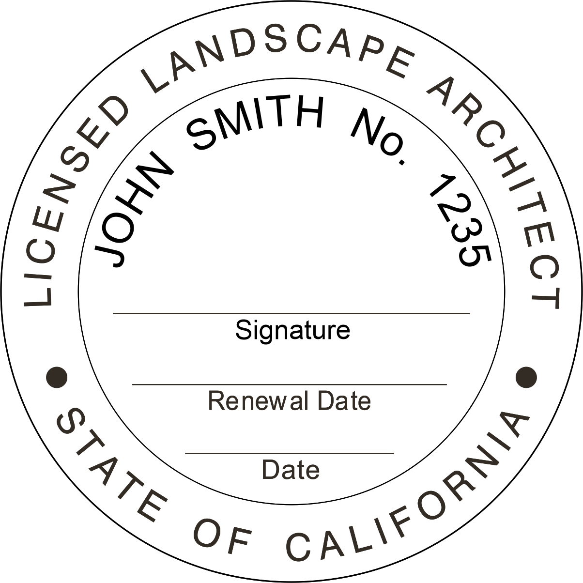 landscape architect seal - pre inked stamp - california