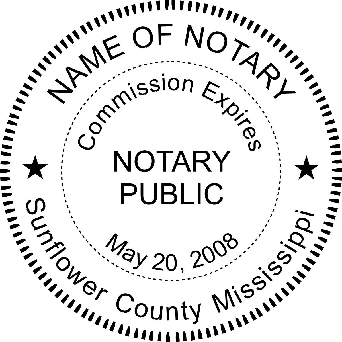 notary seal - wood stamp - mississippi