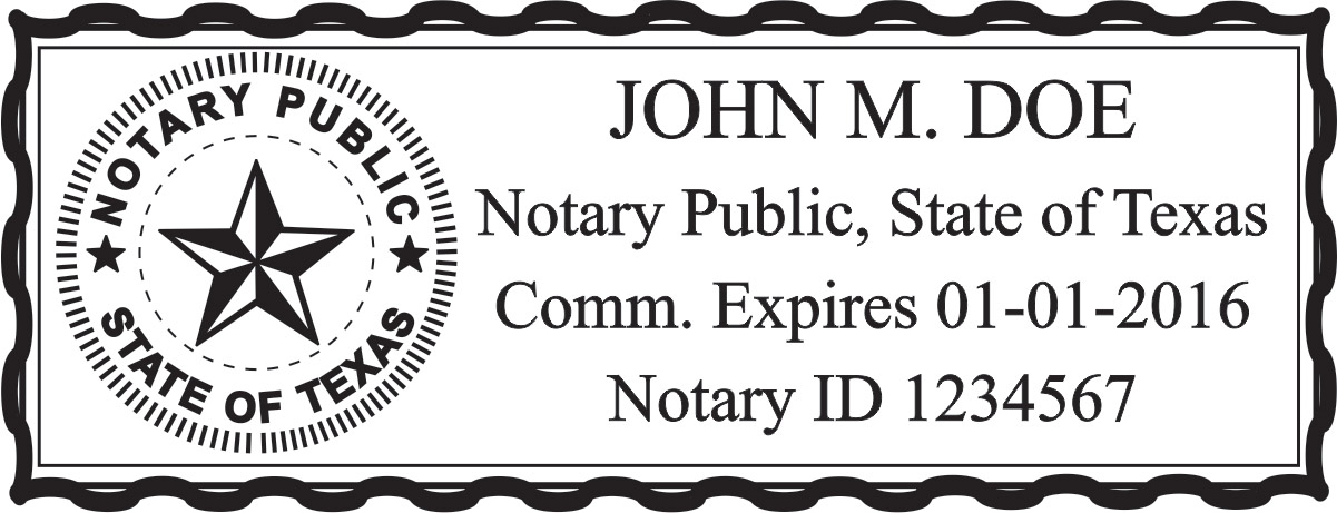 notary wood rectangle - texas