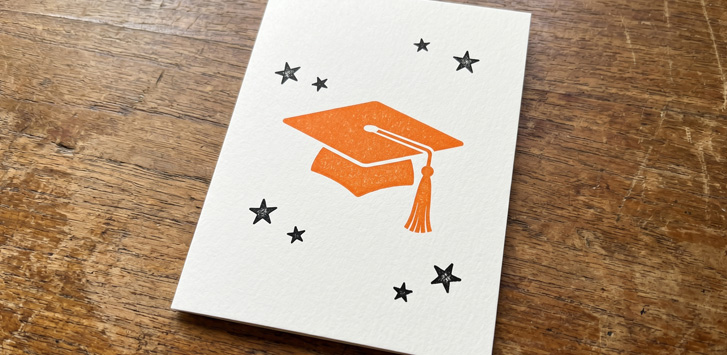 Graduation cap and stars stamped DIY card