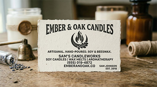 photo of a business card created with a rubber stamp