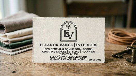 photo of a business card created with a rubber stamp