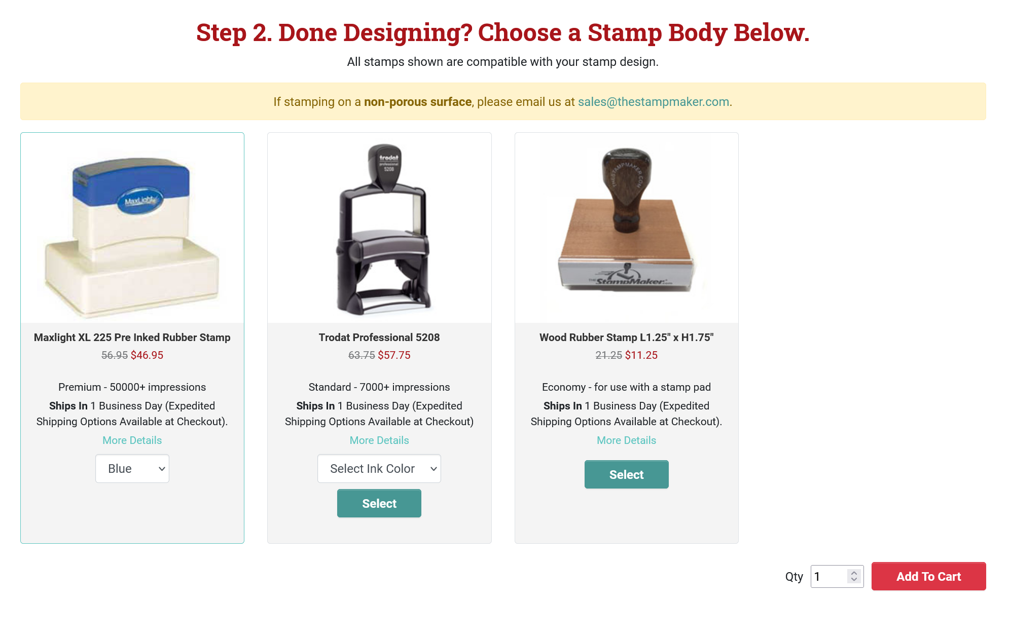 See pricing and choose your stamp body