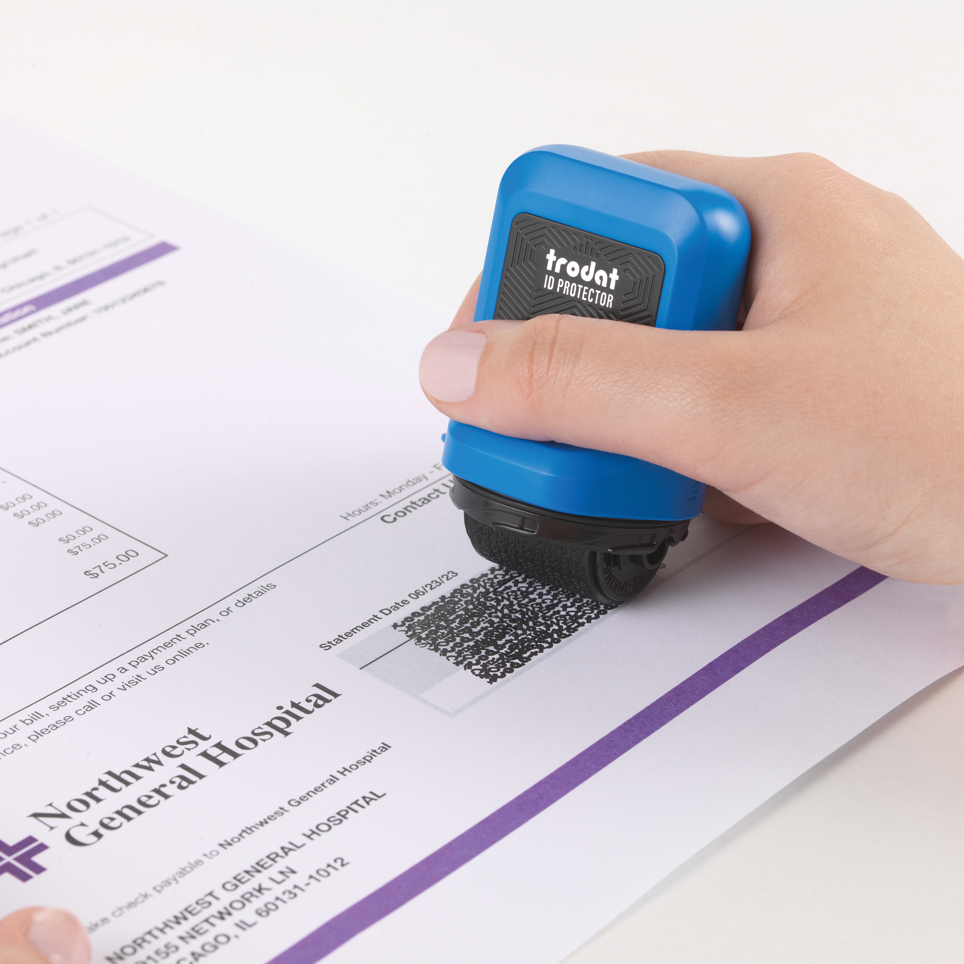 trodat identity theft protection roller stamp