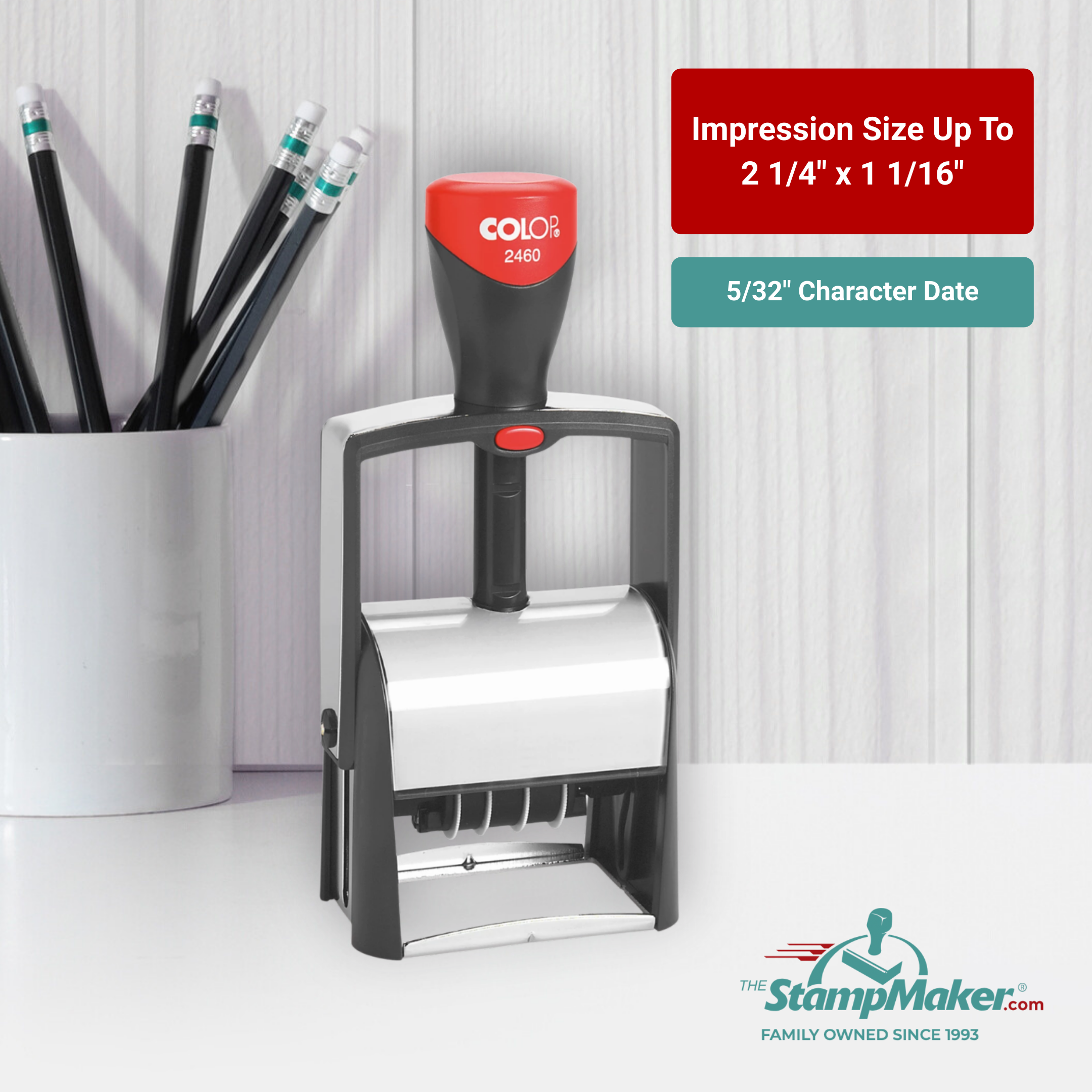 colop 2460 self inking date stamp impression size