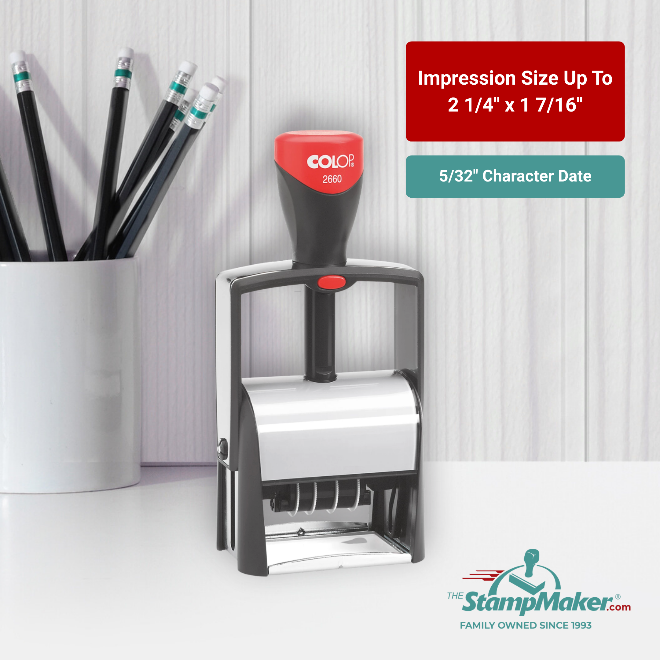 colop 2660 self inking dater impression size
