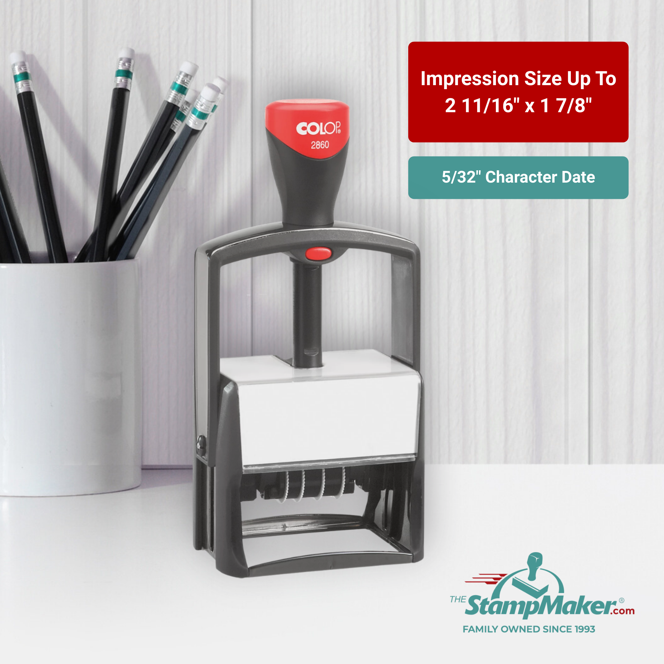 colop 2860 self inking date stamp impression size