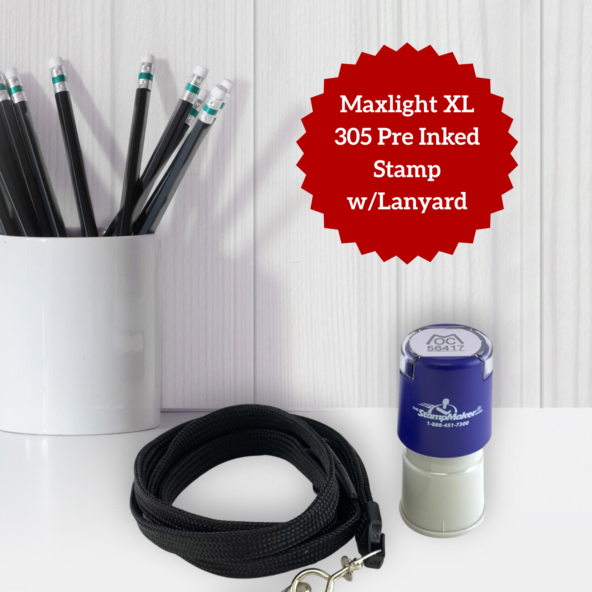 maxlight xl 305 pre inked stamp with lanyard