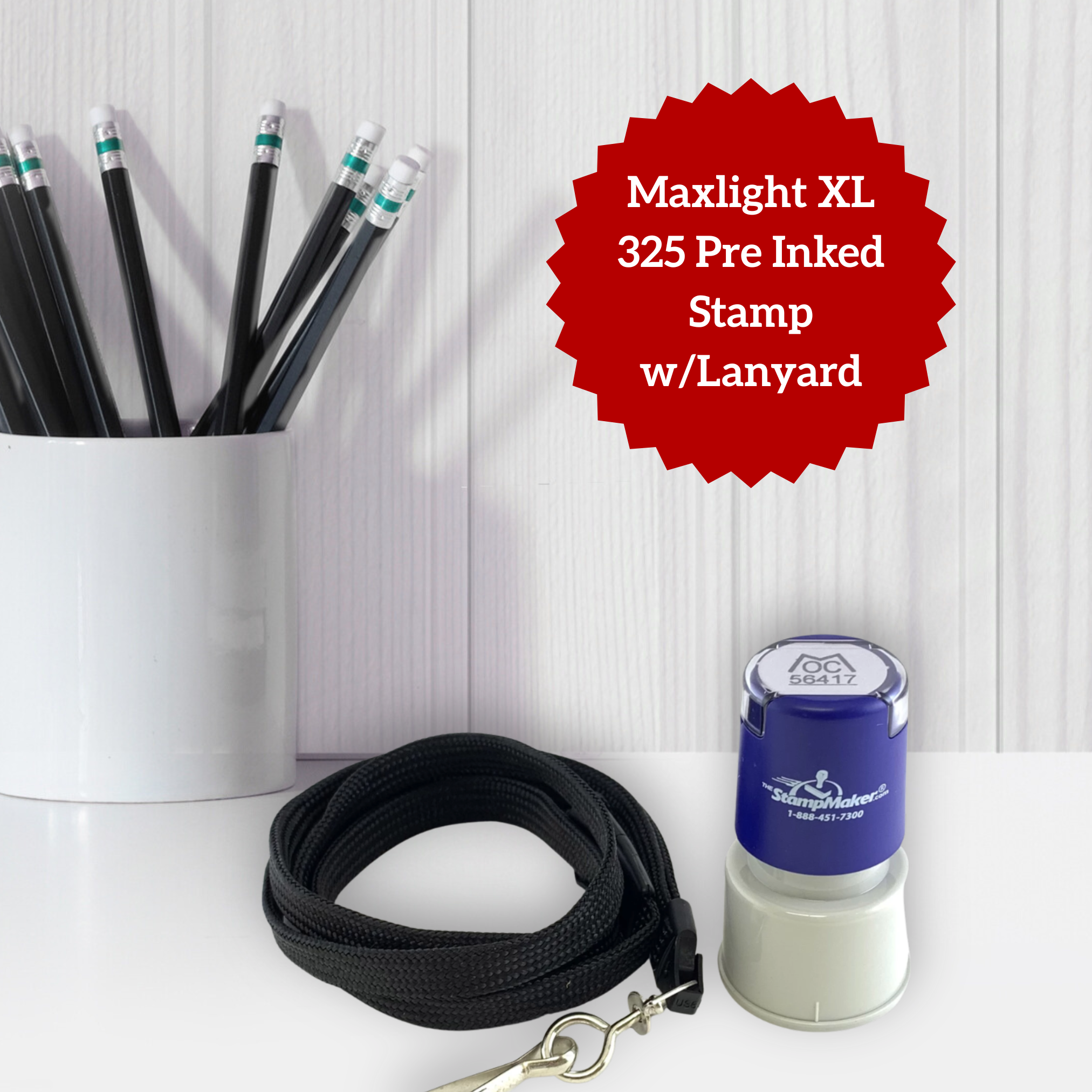 maxlight 325 pre inked stamp with lanyard image