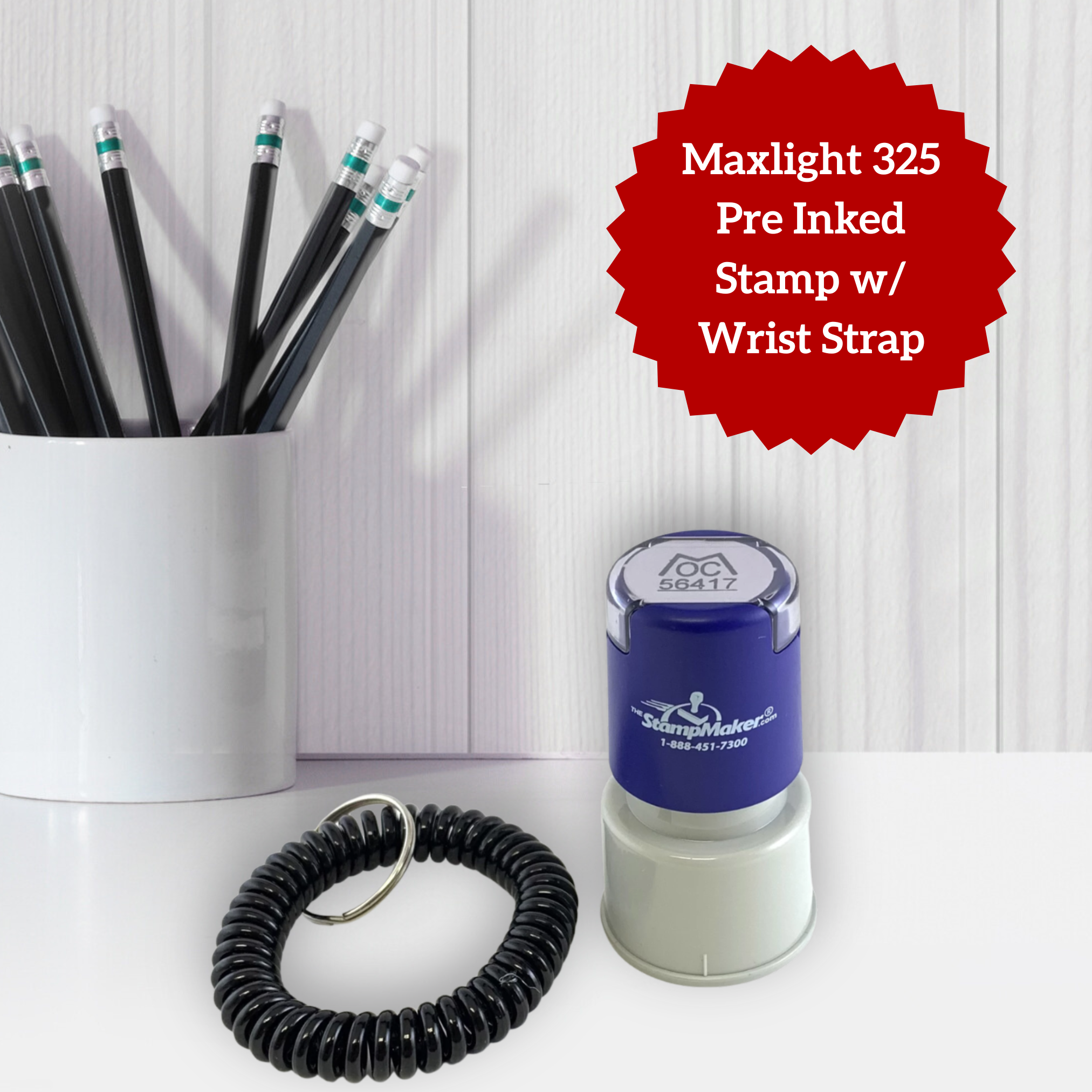maxlight 325 pre inked stamp with wrist strap