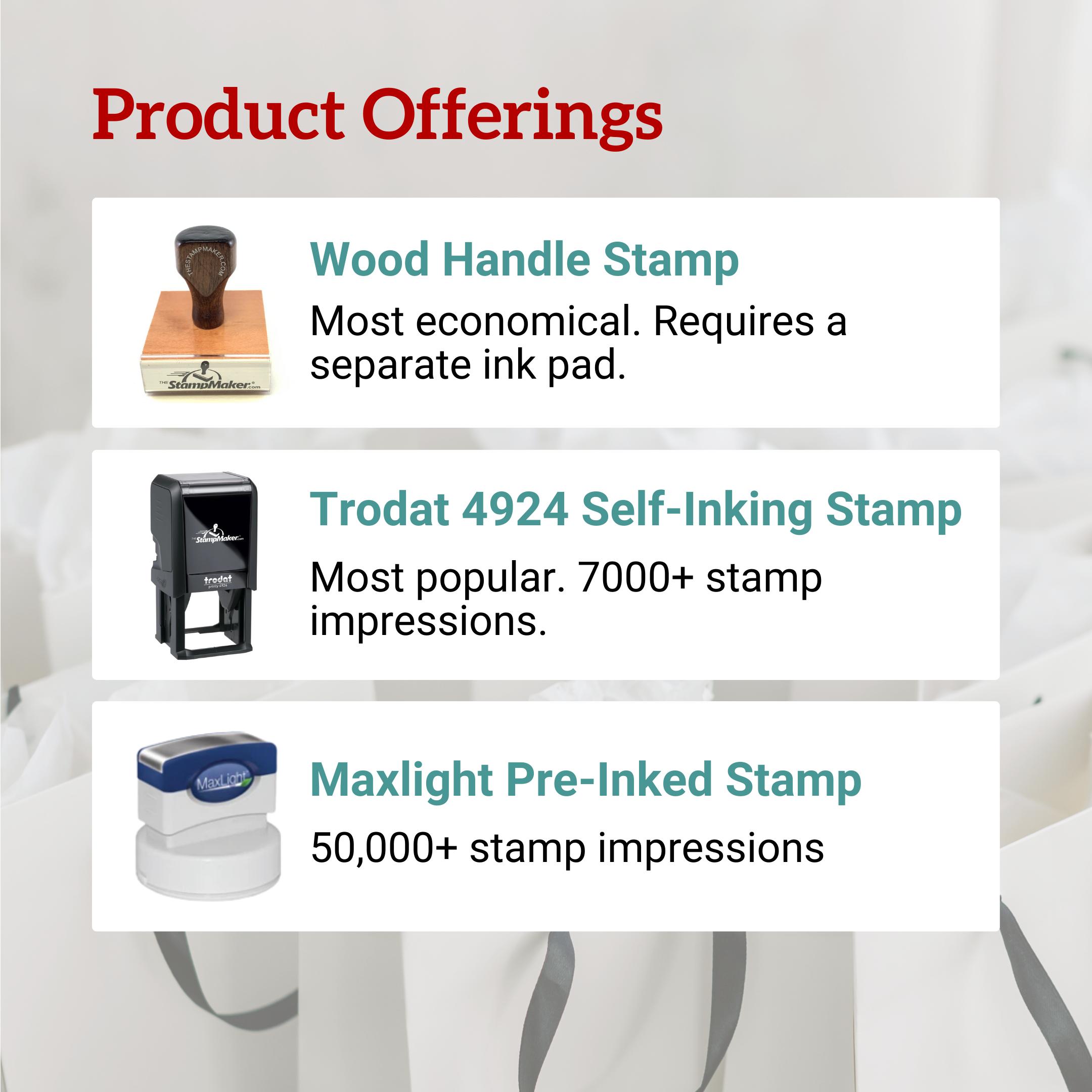 handmade by stamp product offerings