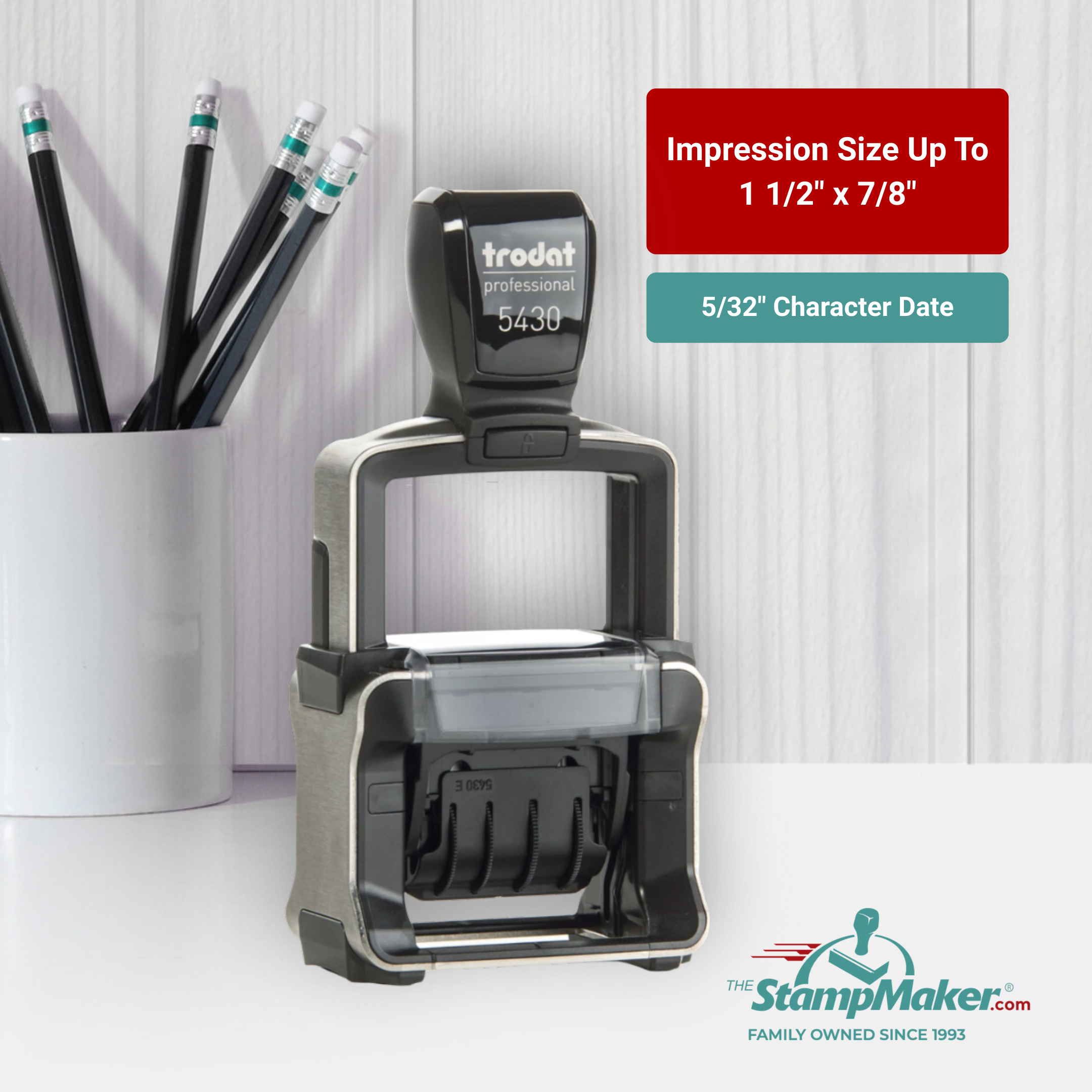 trodat 5430 self inking date stamp impression size