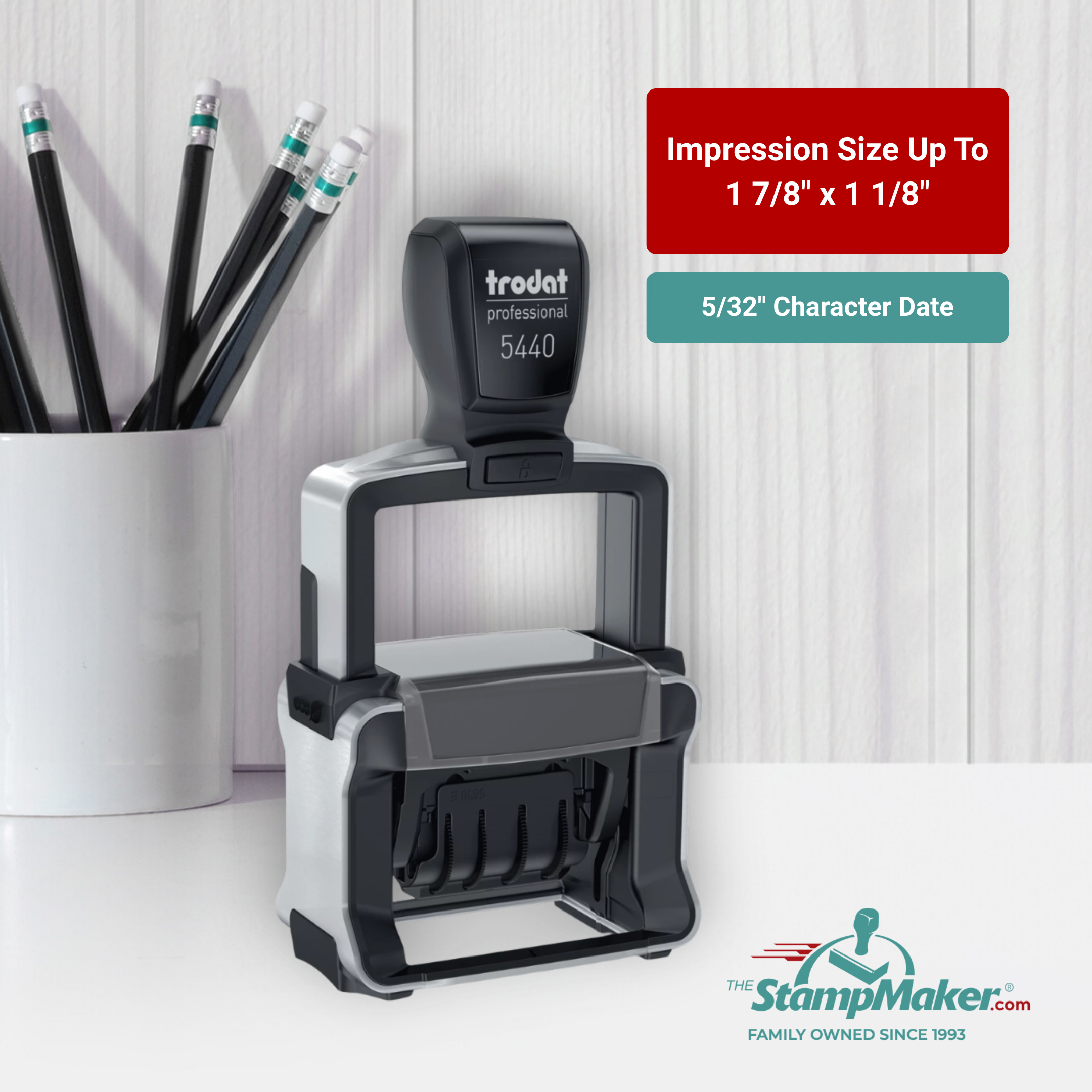 trodat professional 5440 self inking dater impression size