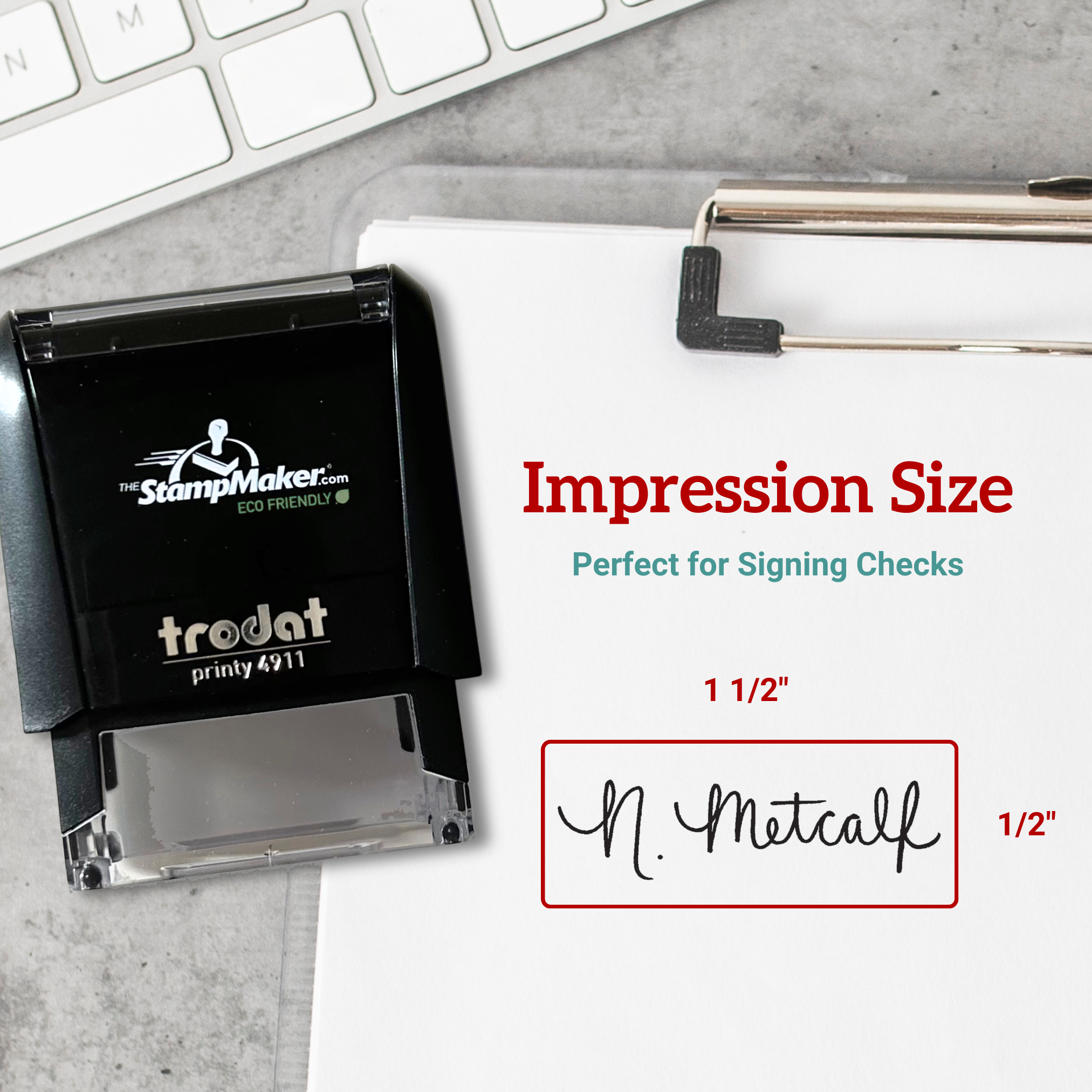 trodat 4911 signature stamp impression size