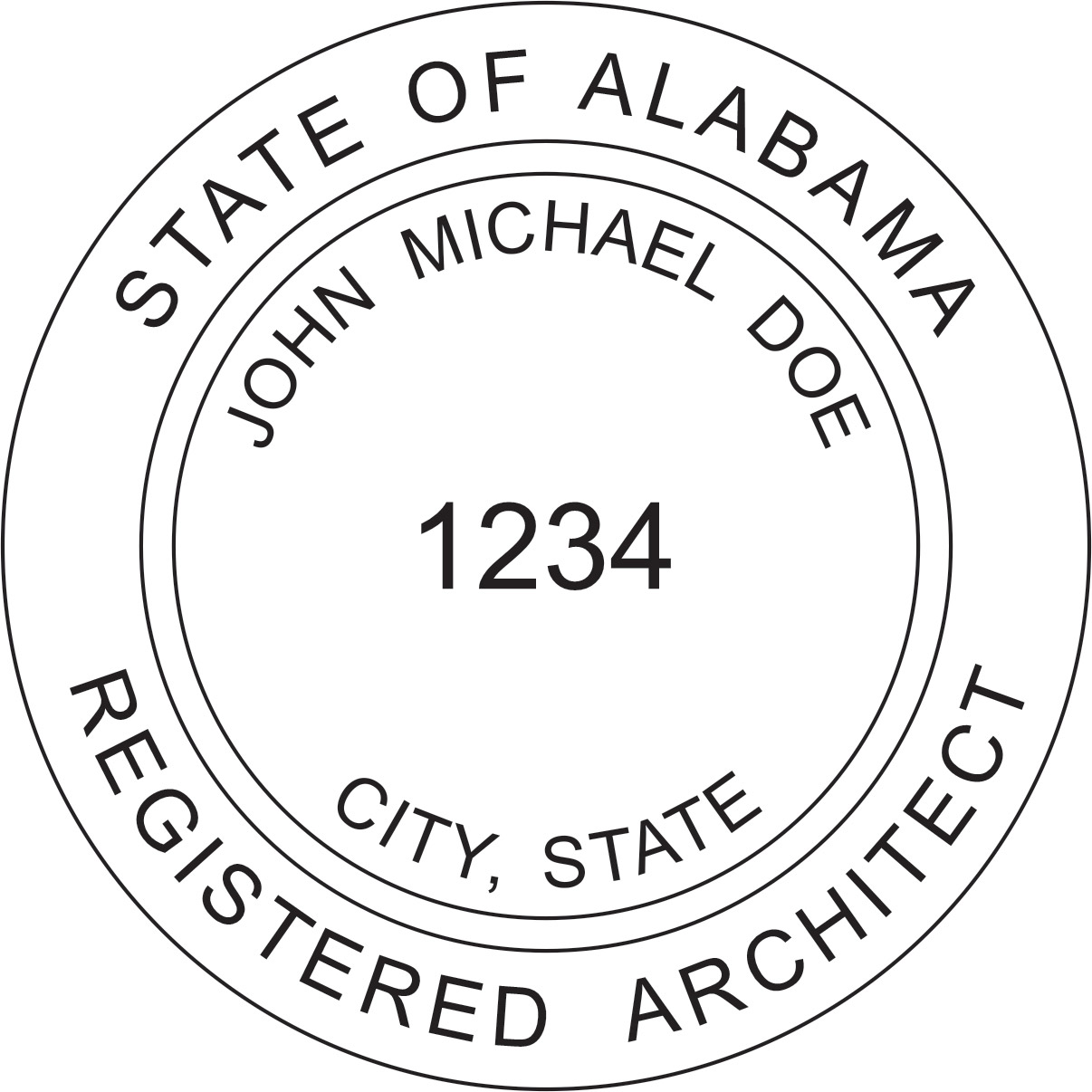 architect seal - wood stamp - alabama