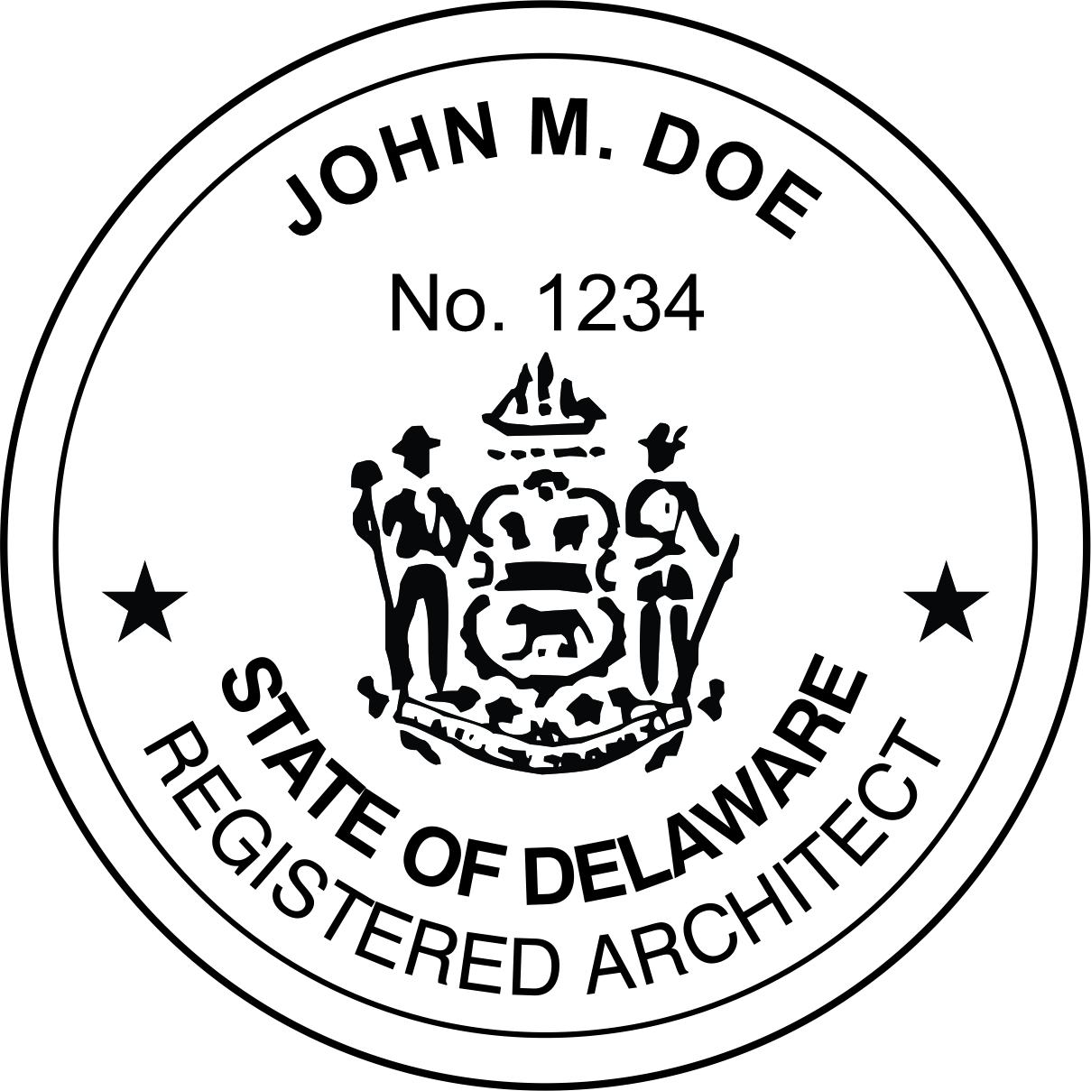 Architect Seal - Pre Inked Stamp - Delaware