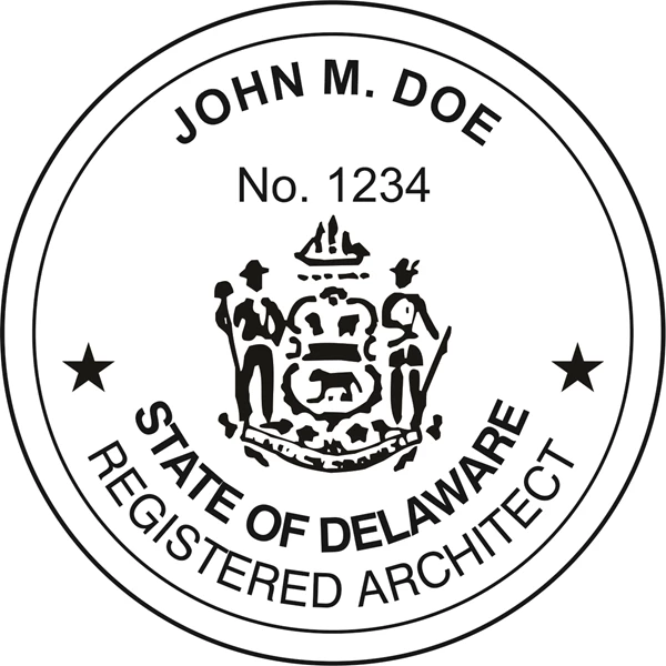 architect seal - wood stamp - delaware