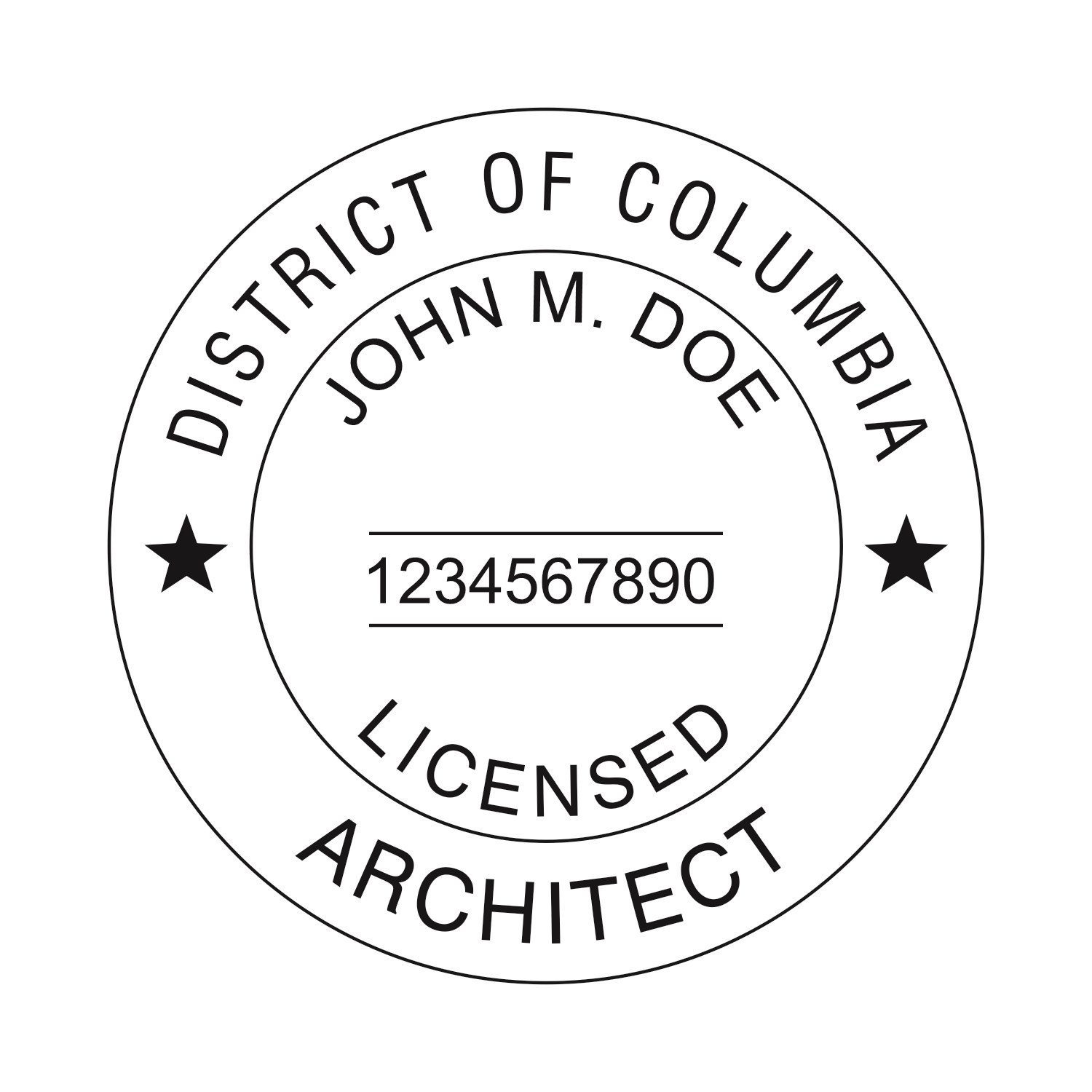 Architect Seal - Pre Inked Stamp - Dist of Columbia