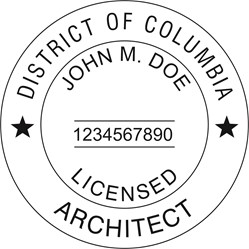 Architect Seal - Wood Stamp - Dist of Columbia