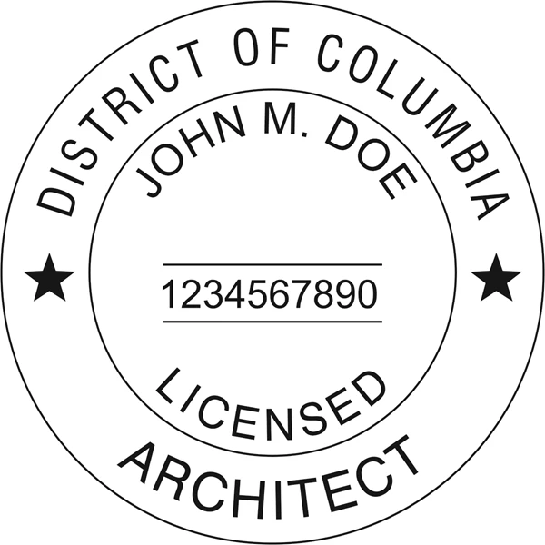 architect seal - wood stamp - dist of columbia
