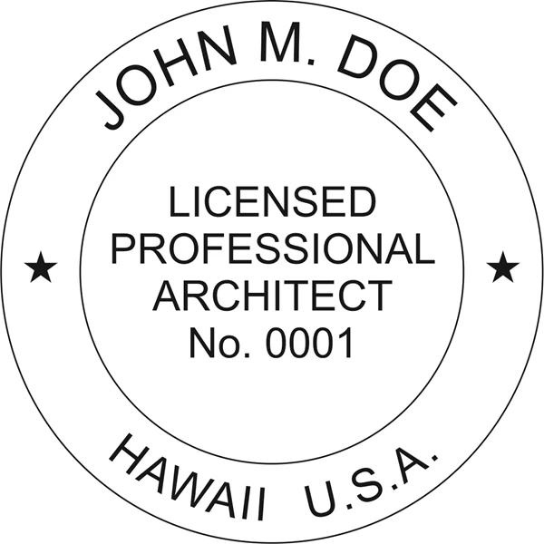 architect seal - wood stamp - hawaii