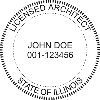 Architect Seal - Wood Stamp - Illinois