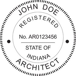 Architect Seal - Wood Stamp - Indiana