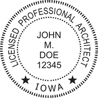 architect seal - wood stamp - iowa