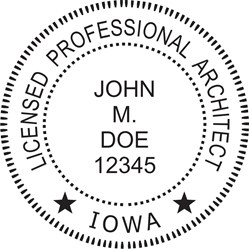 Architect Seal - Pre Inked Stamp - Iowa