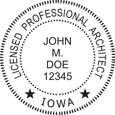 Architect Seal - Wood Stamp - Iowa