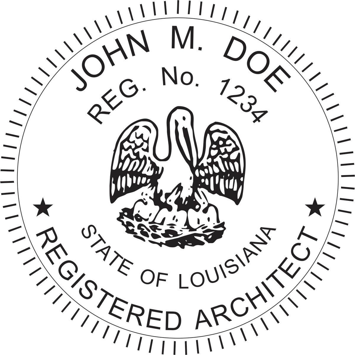 architect seal - wood stamp - louisiana