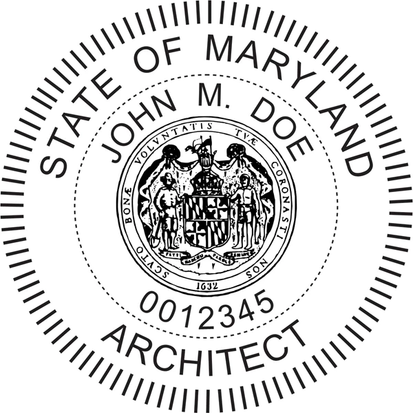 Architect Seal - Wood Stamp - Maryland
