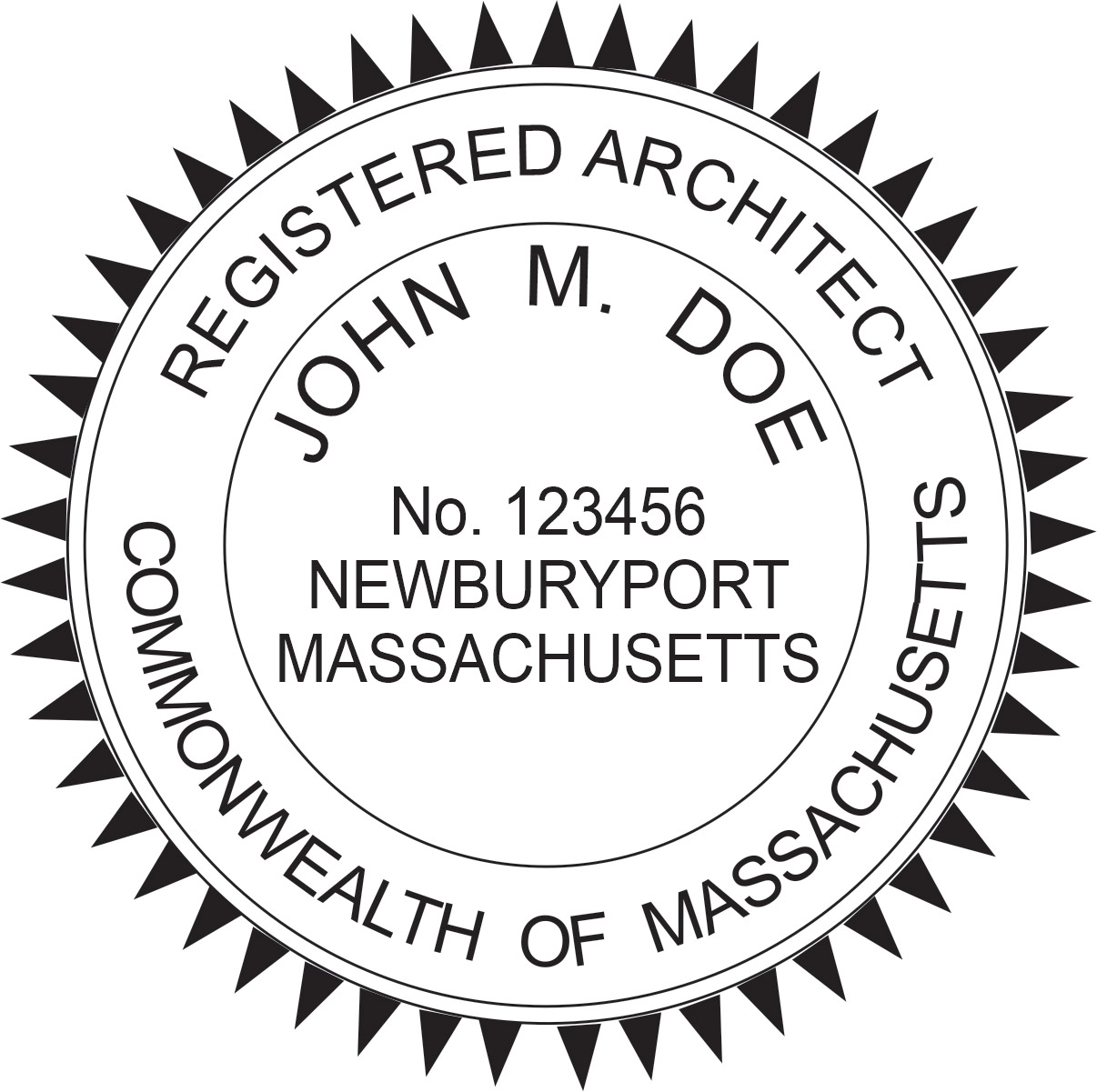 Architect Seal - Pre Inked Stamp - Massachusetts