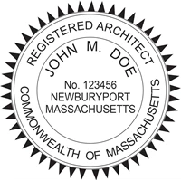 architect seal - wood stamp - massachusetts