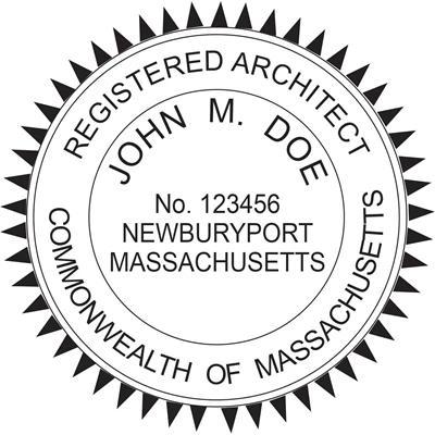 Architect Seal - Wood Stamp - Massachusetts