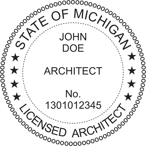 Architect Seal - Wood Stamp - Michigan