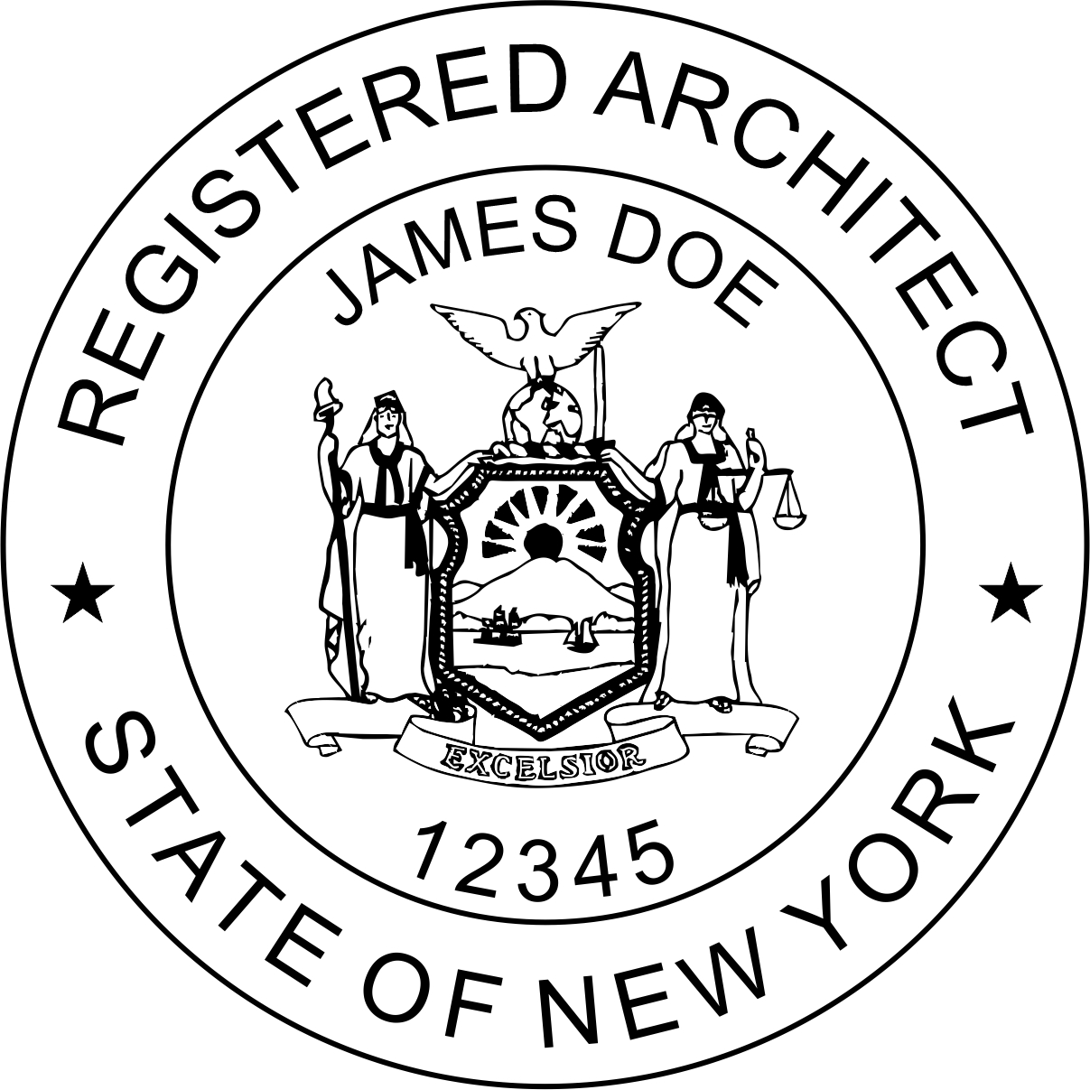 Architect Seal - Pre Inked Stamp - New York