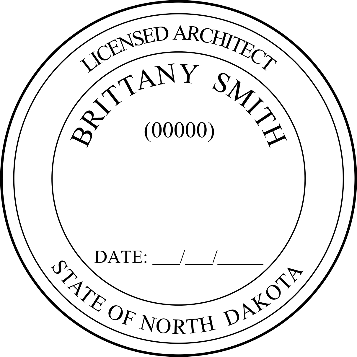 Architect Seal - Pre Inked Stamp - North Dakota