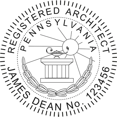 Architect Seal - Wood Stamp - Pennsylvania
