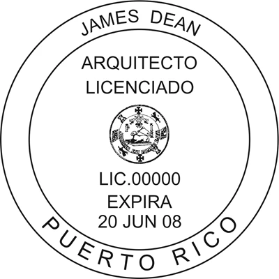 Architect Seal - Wood Stamp - Puerto Rico