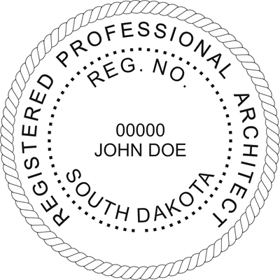 Architect Seal - Wood Stamp - South Dakota