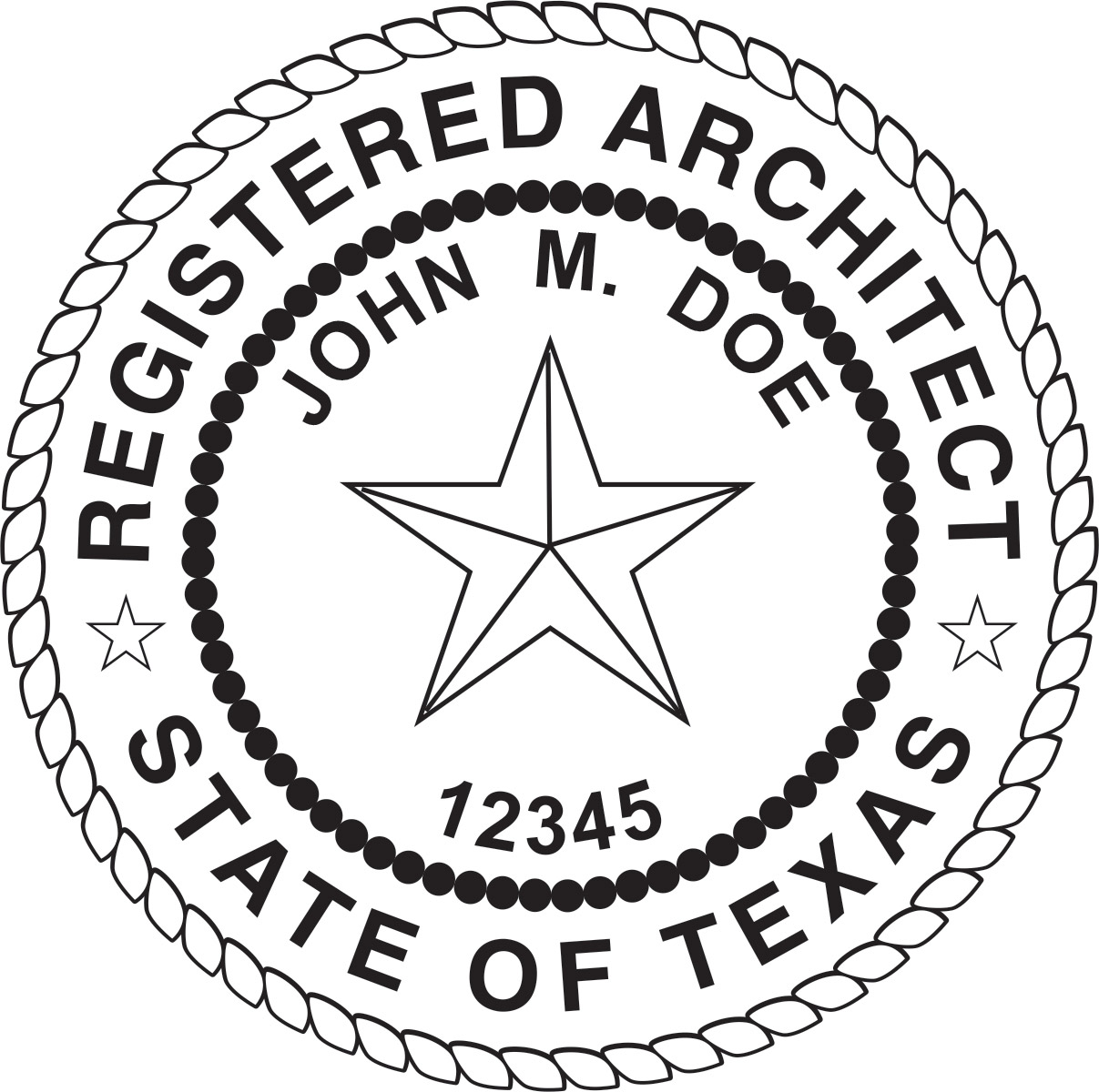 architect seal - wood stamp - texas