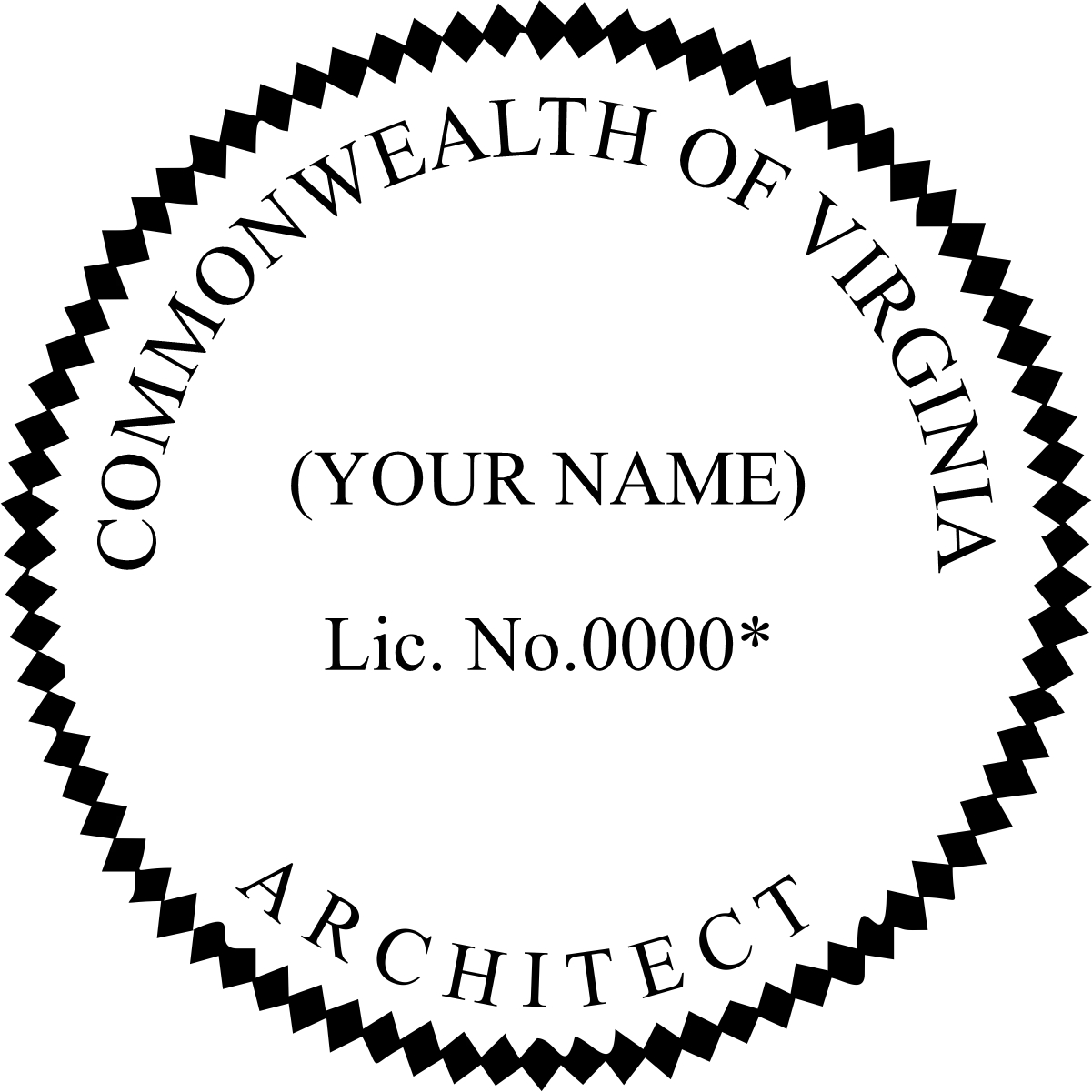 Architect Seal - Wood Stamp - Virginia