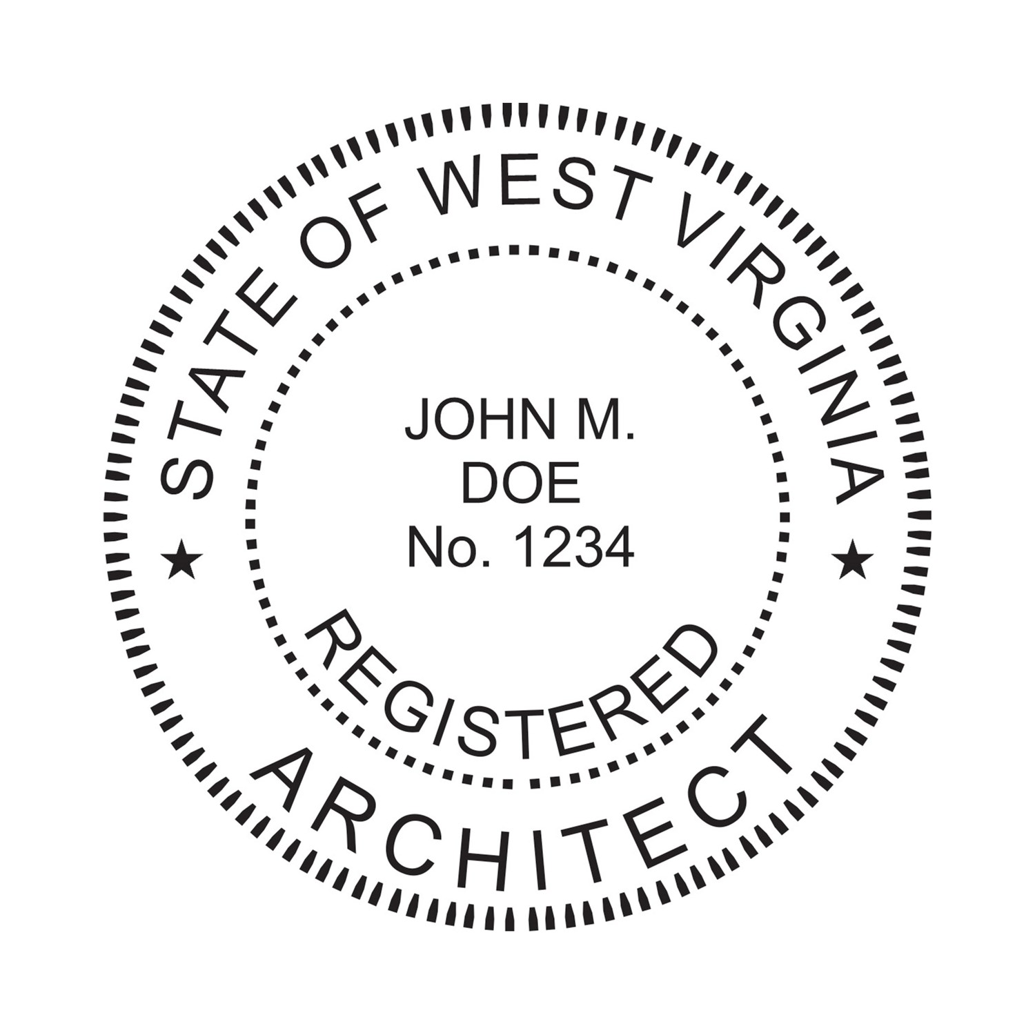 Architect Seal - Wood Stamp - West Virginia
