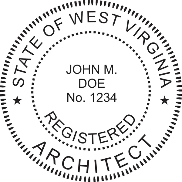Architect Seal - Pre Inked Stamp - West Virginia