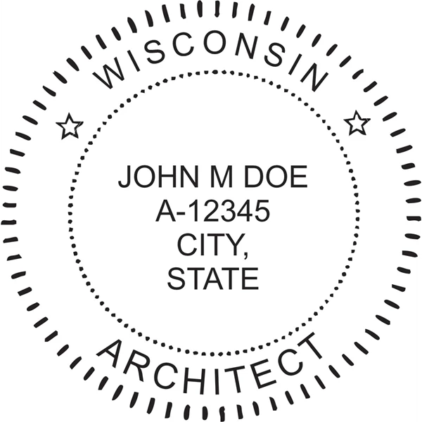 architect seal - wood stamp - wisconsin
